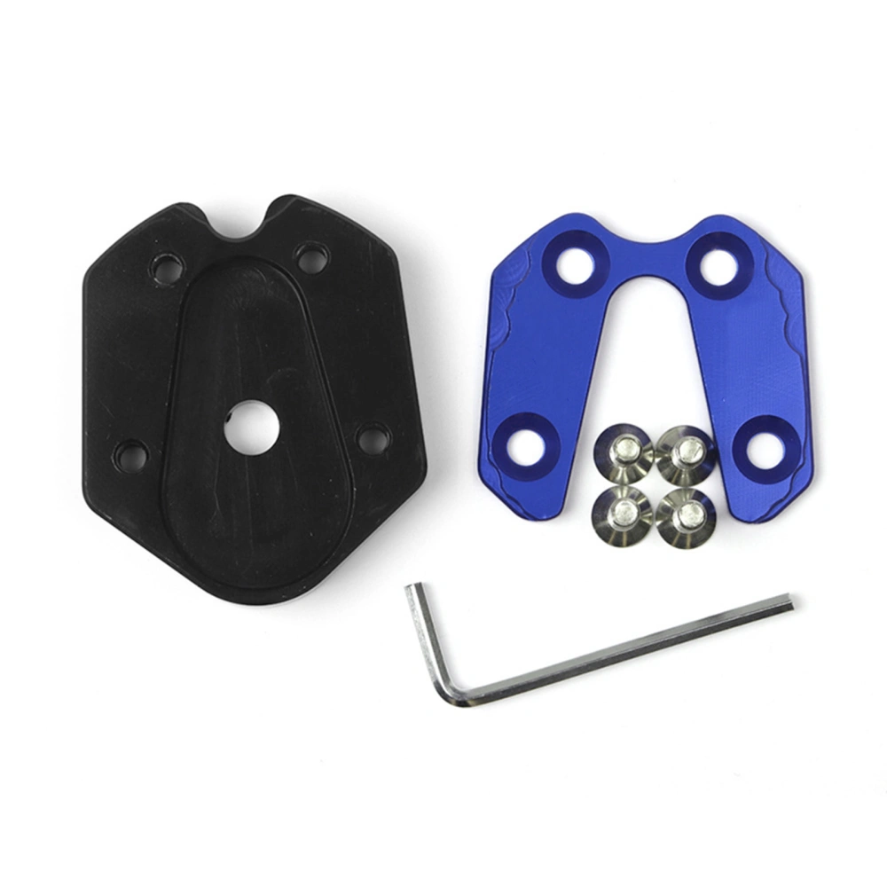 Foot Side Stand Extension Pad Stable CNC Aluminium Alloy Enlarger Support Pad for Motorcycle Blue