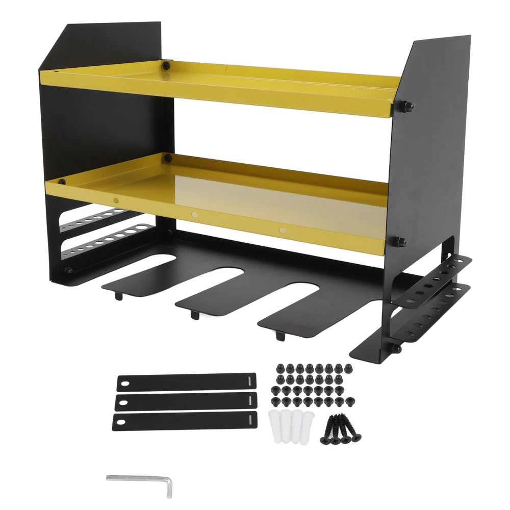 3 Tiers Electric Drill Storage Rack Holds 4 Drills Wall Mounted Power Tool Shelf Organizer for Home Garage Workshop