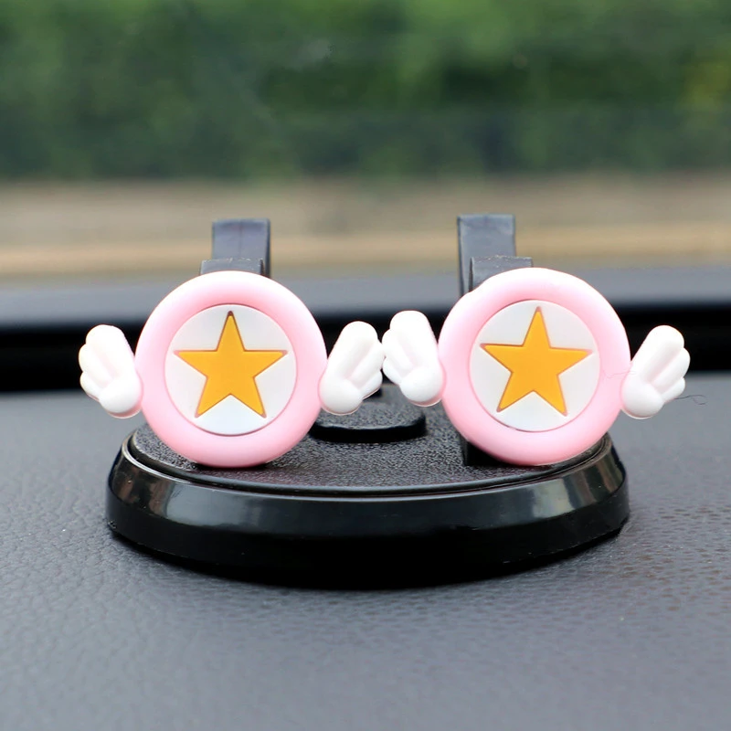 Cell Phone Holder with Round Base Cartoon Shape Plastic Mobile Phone Support for Car Driving Type 6