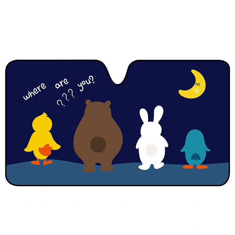 Car Windshield Sun Shade Cartoon Cute Car Front Window Sunshades Heat Insulation Car Sun Visor Cover Small Size Where Are You
