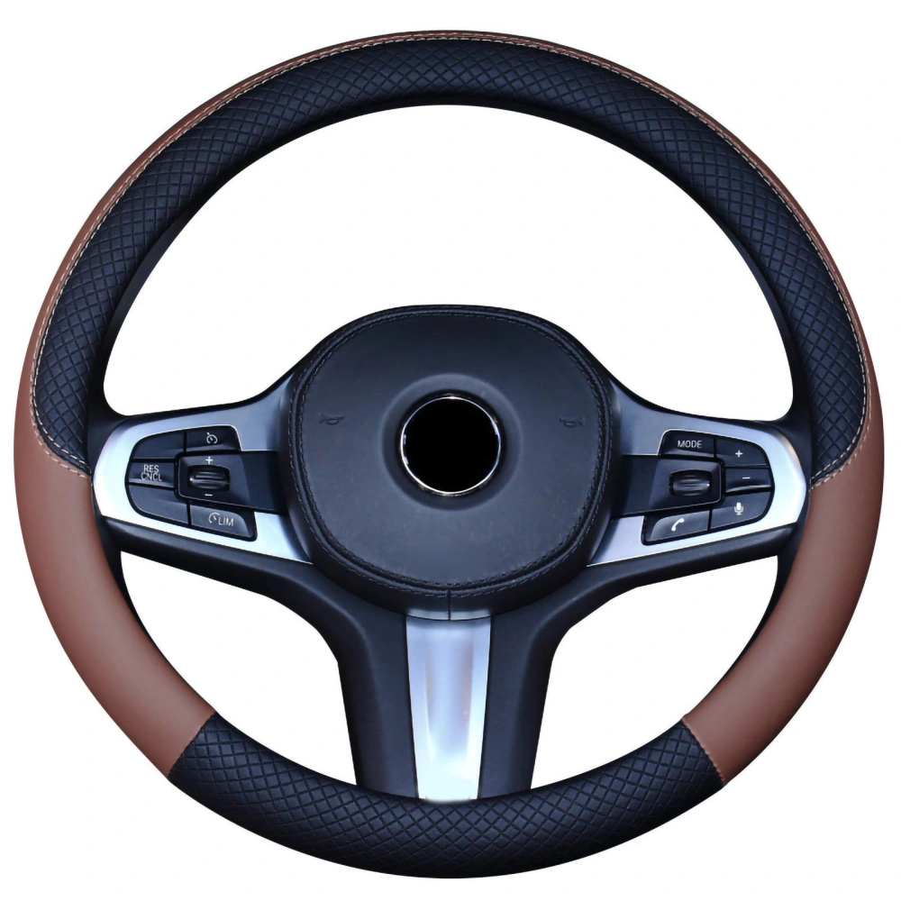 Car Steering Wheel Cover Universal Artificial Leather Car Interior Supplies for Men Women F805 - Black Coffee