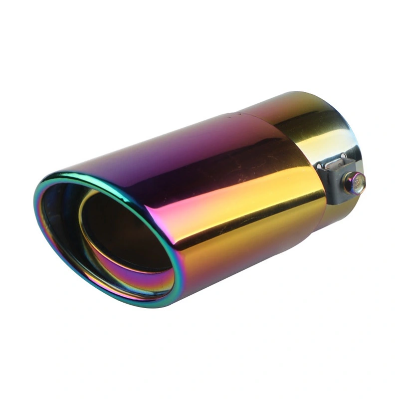 Car Exhaust Tip Stainless Steel Rustproof Universal Exhaust Tail Throat for 5.3cm to 3.8cm Pipe Colorful Straight Type