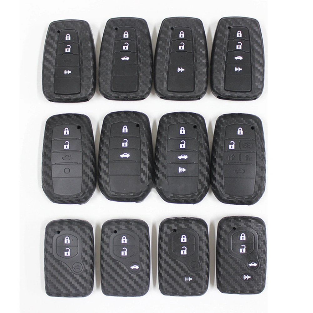 Silicone Car Key Fob Cover Remote Key Holder Protector Case Carbon Fiber Style Automotive Accessories Type 2