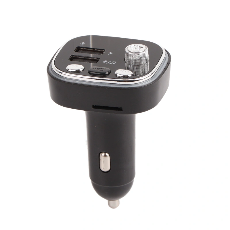 Car Bluetooth Player 2 USB Ports Charger 7 Color Lights FM Transmitter For Hands Free Calling Silver