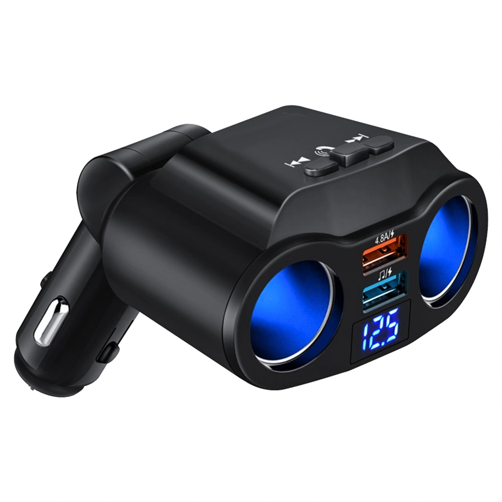 Bluetooth 2 Socket Cigarette Lighter Splitter Multifunction Car Charger Adapter with Dual USB Port