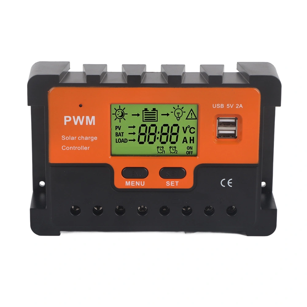 PWM Solar Controller 50A 12V 24V 48V Manual Selection 3 Stage Charging Solar Charge Regulator with 2 USB for RV 5V Output