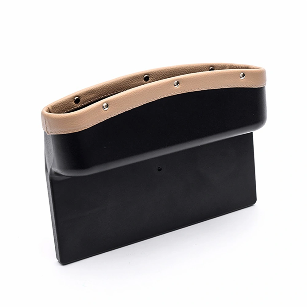 Car Seat Gap Organizer Artificial Leather Front Seat Console Side Storage Box Pocket Gap Filler Beige Edge