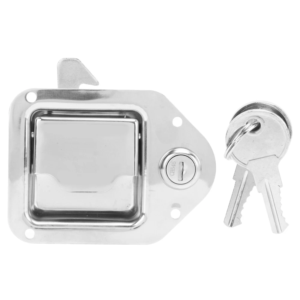 RV Entrance Door Lock Trailer Entry Door Latch with Keys Chrome Stainless Steel for Truck ATV UTV