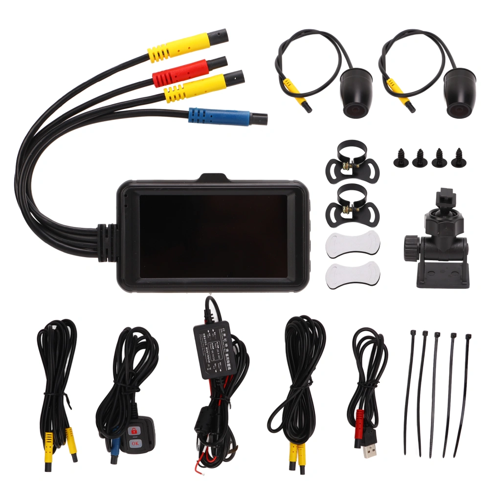 Motorcycle Dash Cam 3in 1080P HD 120 Degree Wide Angle Driving Recorder for Motorcycles Scooters ATVs