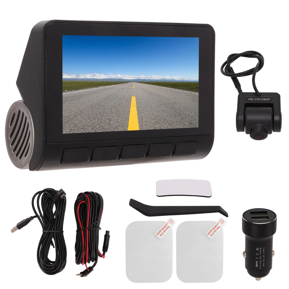 Dual Dash Cam Car Dashboard Camera Recorder G Sensor 170 Degree Wide Angle Universal for Auto