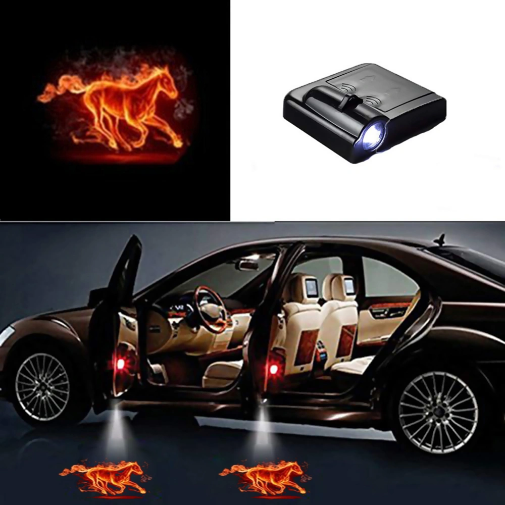 Car Door Lights Logo Projector Car Door Projector Lights Welcome Courtesy Ghost Shadow Lamp Fire Horse