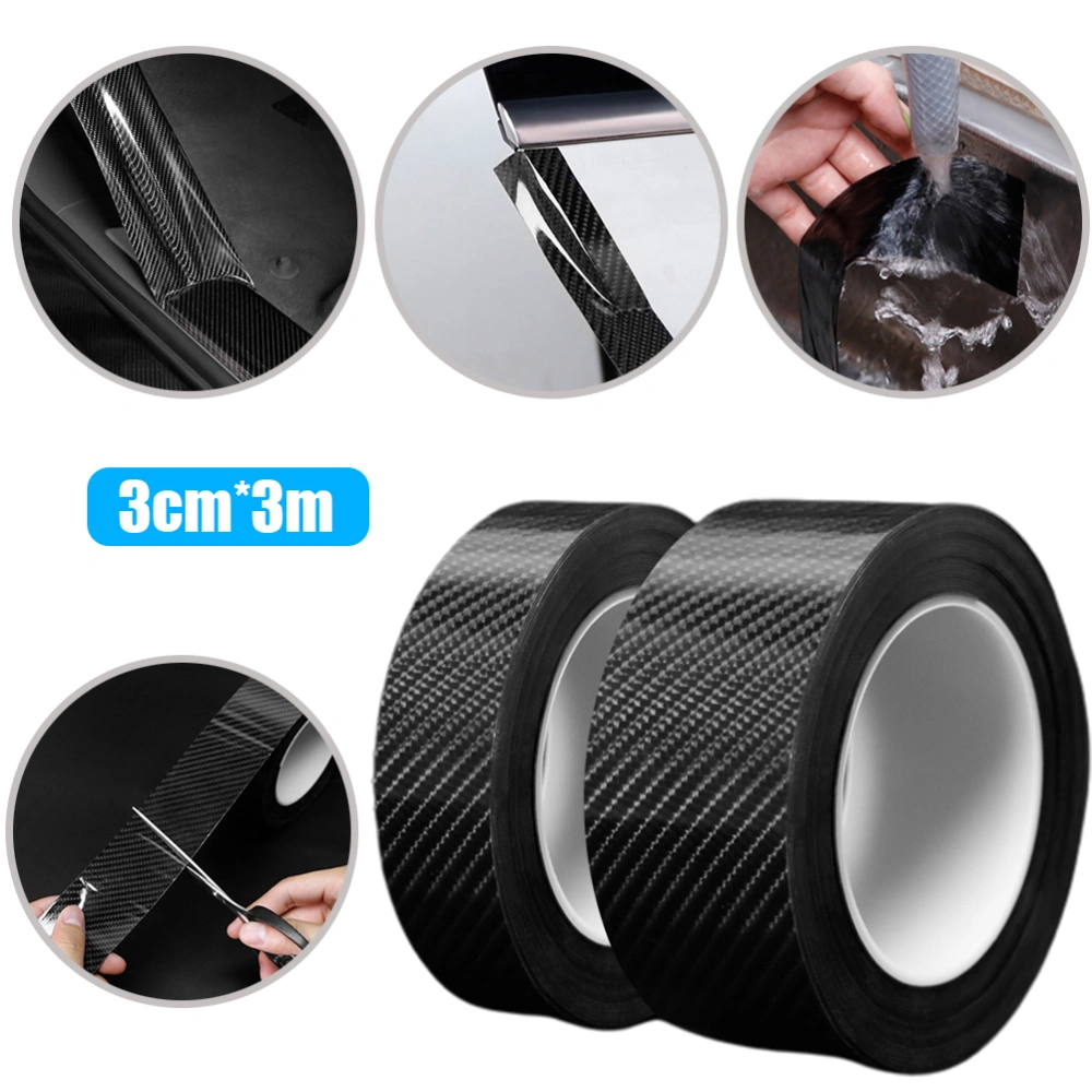 Car Door Sill Protector Strips Car Kick Plates Carbon Fiber Door Sill Self Adhesive 5D Carbon Fiber Pattern Threshold Protection Strip