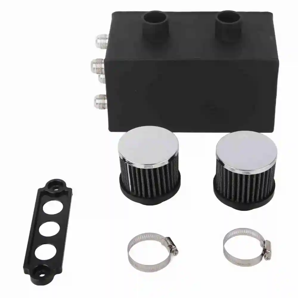 2.5L 4 Port 10AN Oil Catch Can Tank Reservoir with Dual Breather Filter Replacement for Civic 1992‑2000