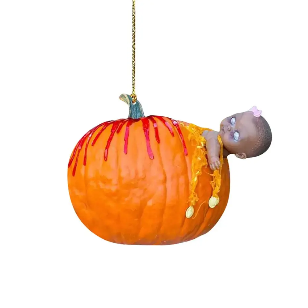 Halloween Pumpkin Car Pendant Acrylic Car Ornament Car Pendant Car Interior Rear View Mirror Charm Accessories