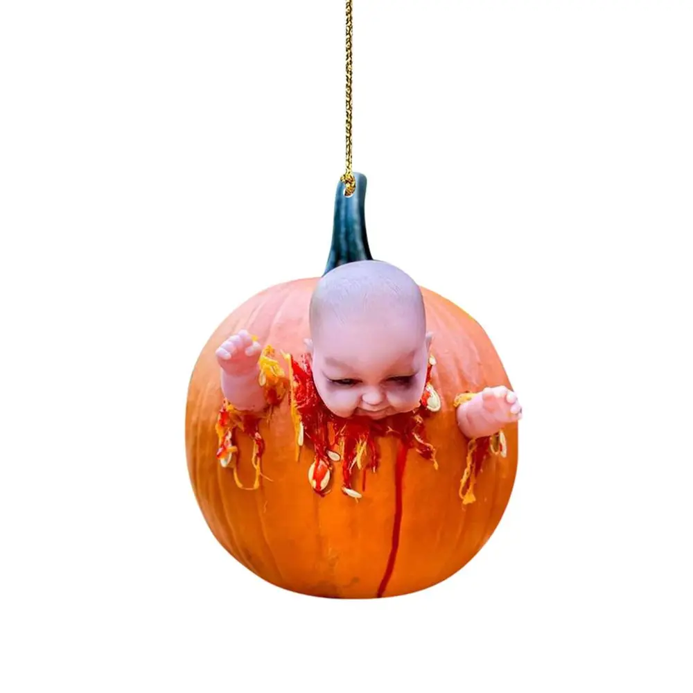 Halloween Pumpkin Car Pendant Acrylic Car Ornament Car Pendant Car Interior Rear View Mirror Charm Accessories