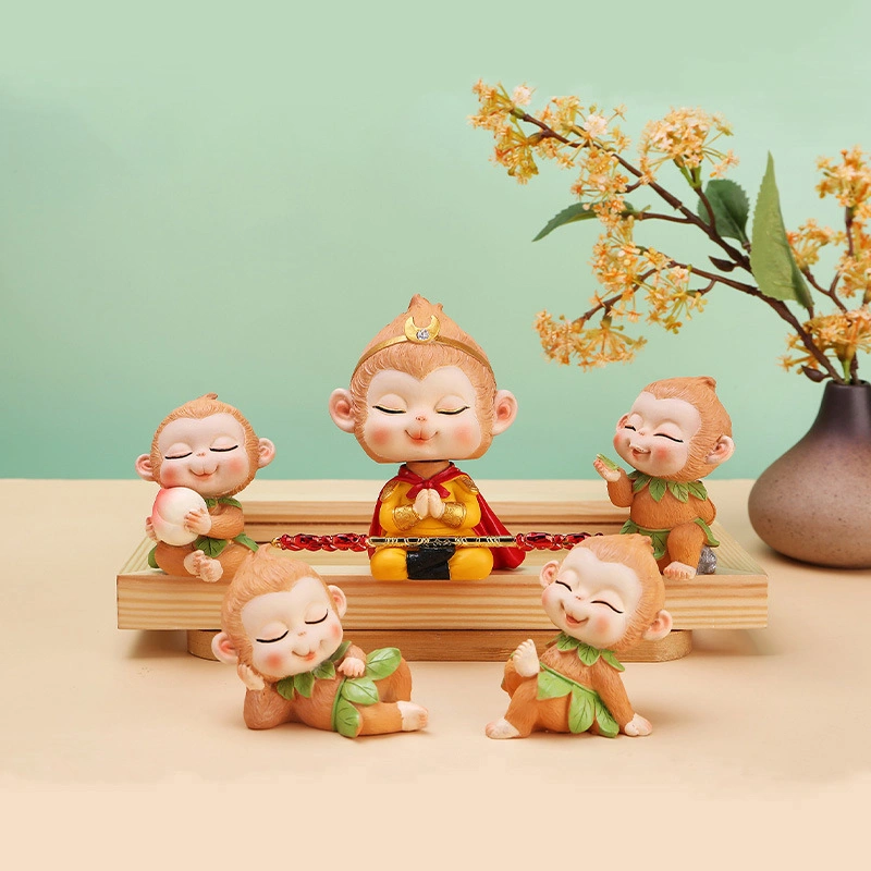 Car Cartoon Monkey Figurine Cute Lovely Decoration Resin Craftwork Home Office Ornaments Type 1