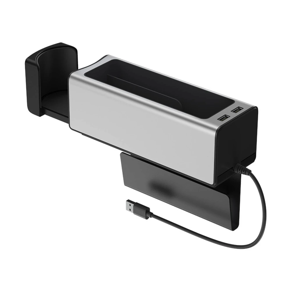 USB Car Seat Side Pocket Metal large Capacity Seat Gap Organizer for Car Interior Storage Sliver