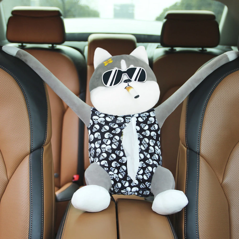Plush Tissue Box Cute Cartoon Tissue Container Hanging Hook Multipurpose for Home Car Armrest Between Back Seat Type 1