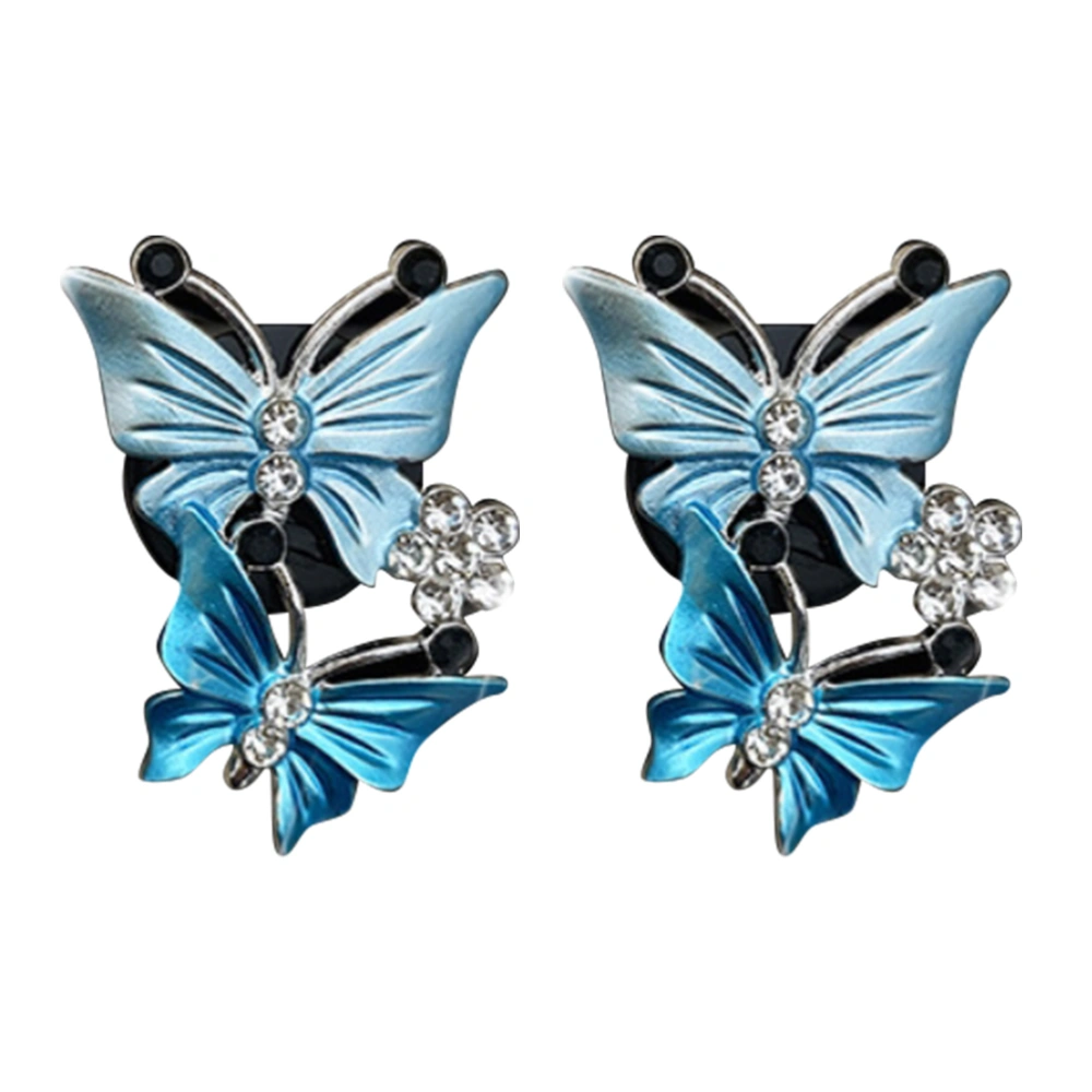 2Pcs Butterfly Car Air Vent Clip Car Fragrance Car Diffuser Air Freshener Rhinestone Car Bling Accessories