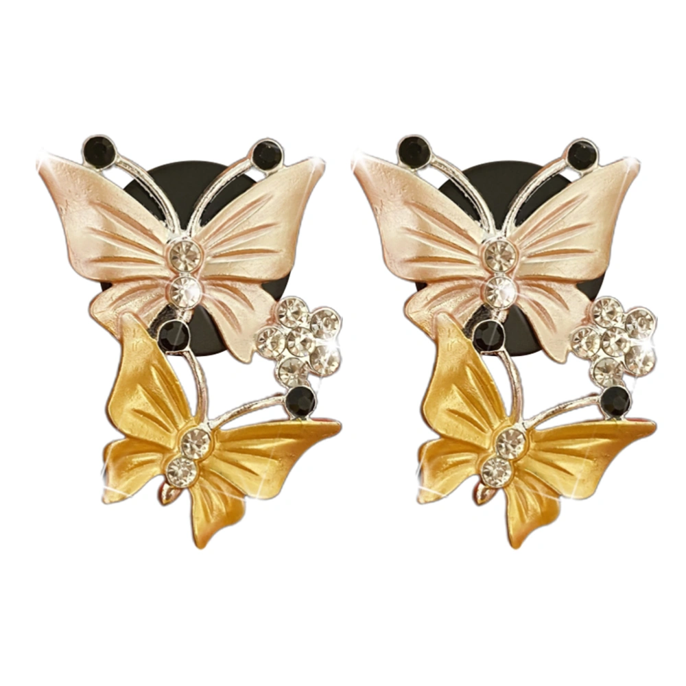 2Pcs Butterfly Car Air Vent Clip Car Fragrance Car Diffuser Air Freshener Rhinestone Car Bling Accessories