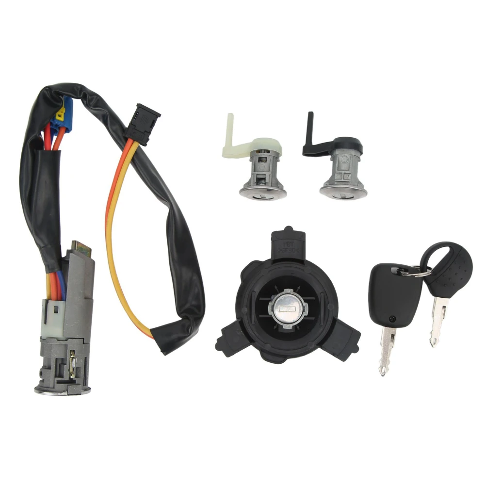 Complete Vehicle Lock Cylinder Kit with Ignition Switch Door Lock 4162EW Replacement for Peugeot 206 206CC