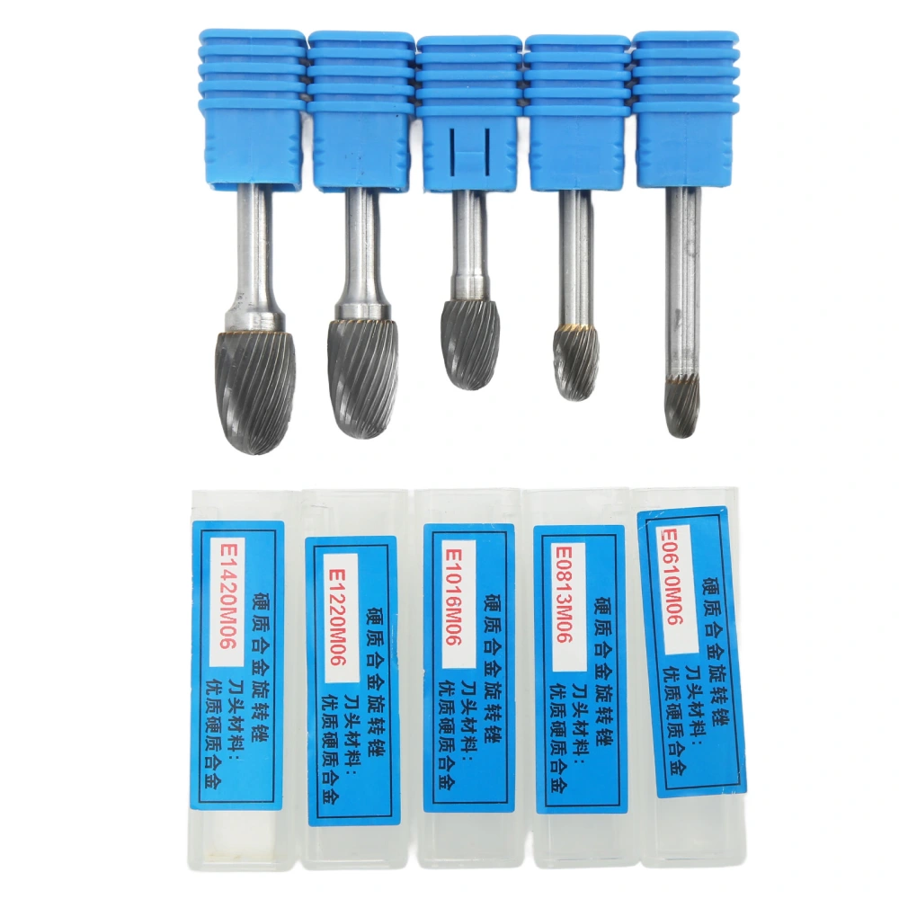 Single Cut Carbide Rotary Burr File Set 6mm Shank Diameter for Surface Grinding Deburring Grinding Sculpting
