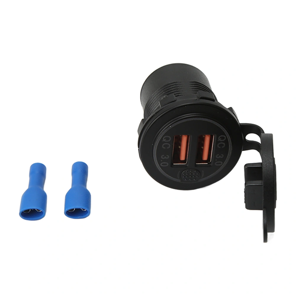 Car Dual USB Ports Charger QC3.0 Red Light with Power Switch Universal for Cellphones Tablets GPS