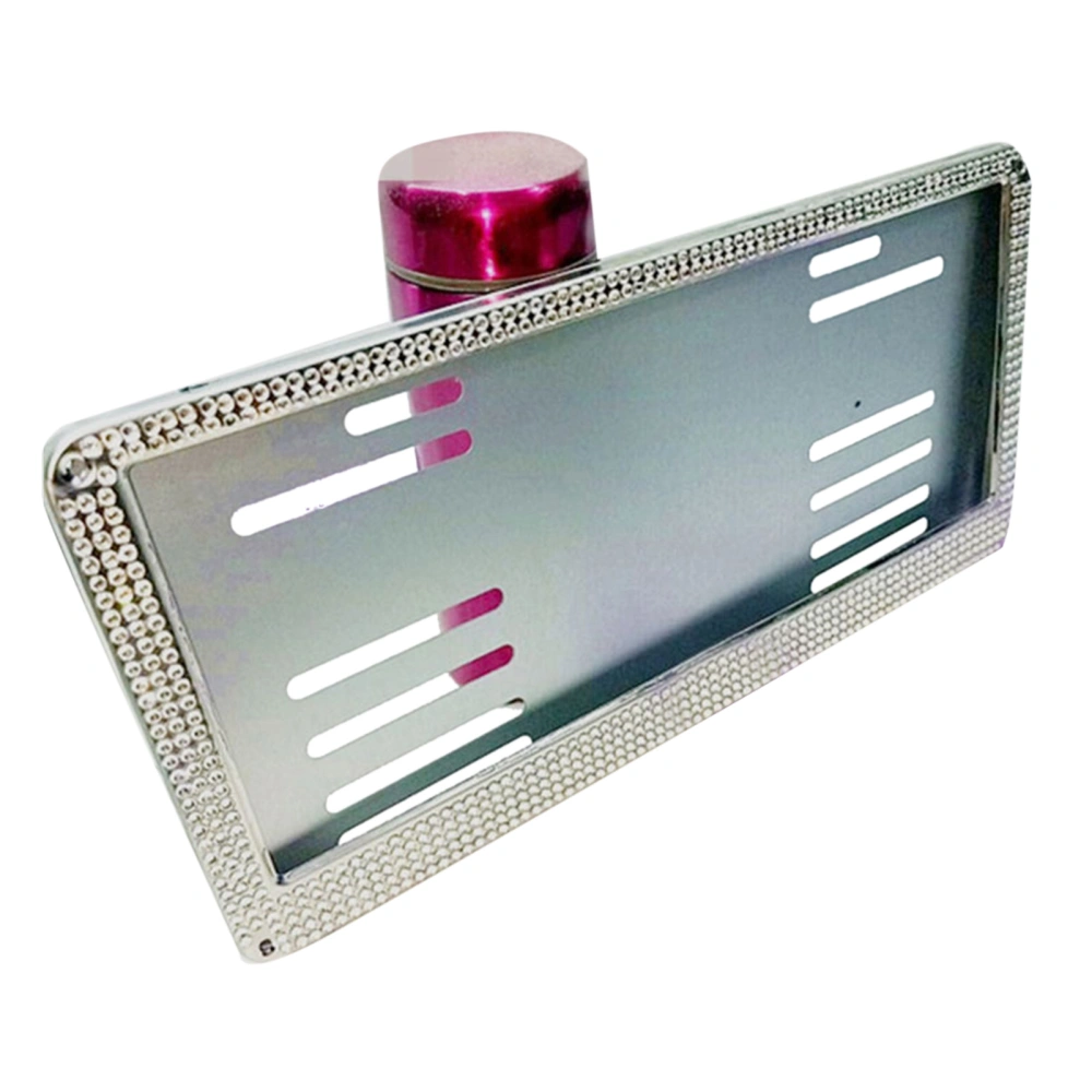 Rhinestones Car License Plate Frame Holder Stainless Steel Universal Auto Accessories Type 1
