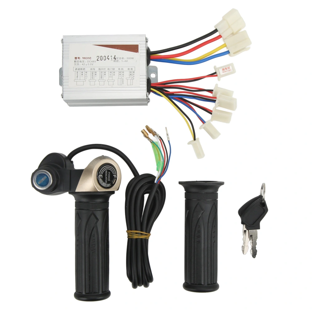 DC48V 500W Brushed Speed Controller Kit with Locking Throttle Twist Grip Power Display for Electric Bike