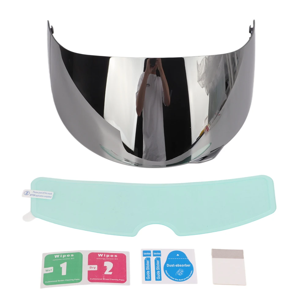 Motorcycle Helmet Visor 190° Horizontal View Thick Motorbike Helmet Visor Lens Replacement for AGV VISOR K5 S K3 SV Silver