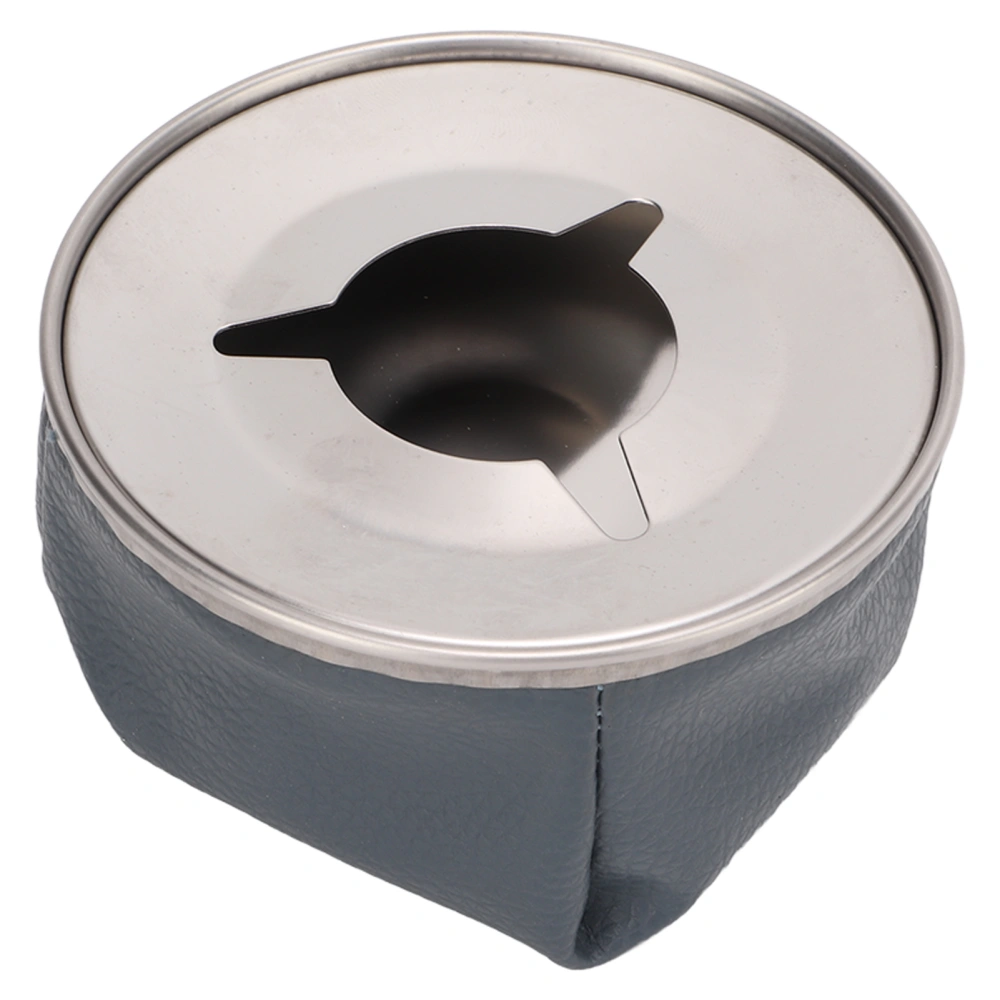 Windproof Bean Bag Ashtray Cigarette Cigar Ash Tray Large Rest Stainless Steel PU Leather Blue for Ships Yachts RVs