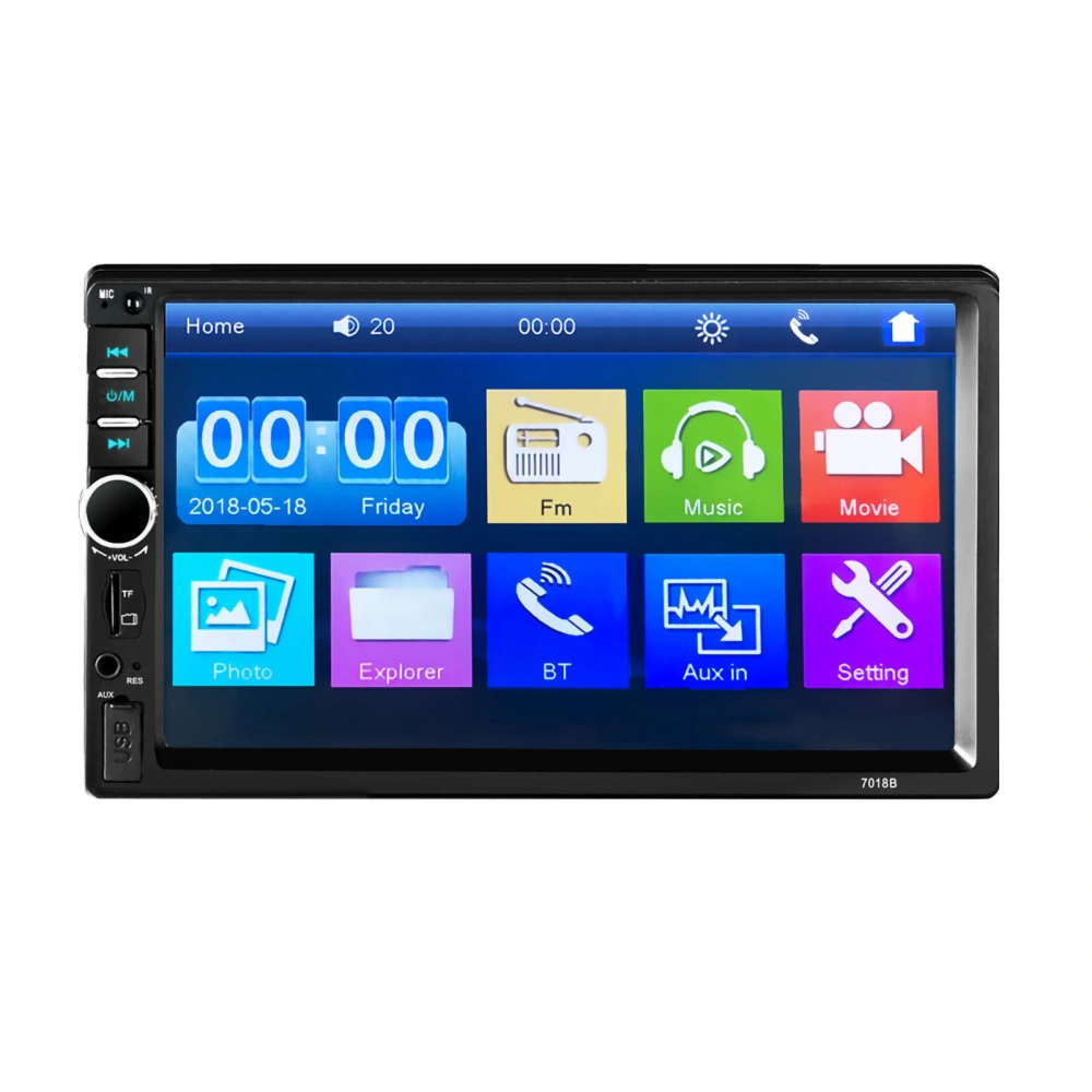 7in High Definition Car Stereo Bluetooth Touch Screen Multimedia Player Hands Free Call for Auto MP5‑7018b with Backup Camera