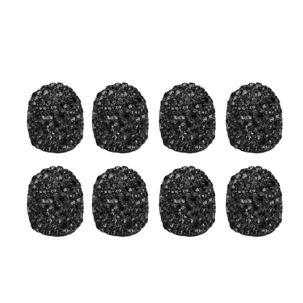 8pcs Car Tire Valve Stem Cap Handmade Sparkling Rhinestone Attractive Universal for Modification Black