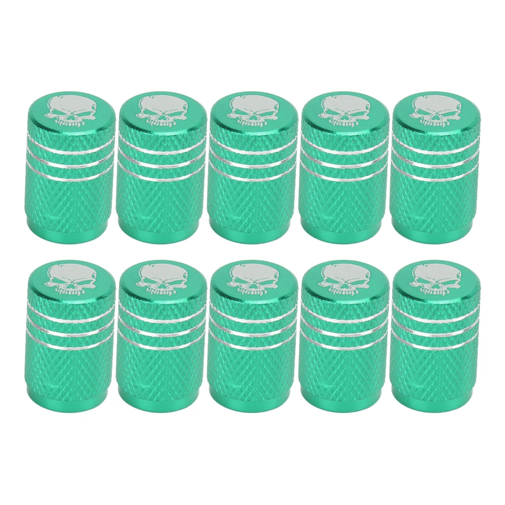 10 Pieces Skull Pattern Car Wheel Tire Valve Stem Caps Universal for Cars SUVs Bikes Trucks Motorcycles Green