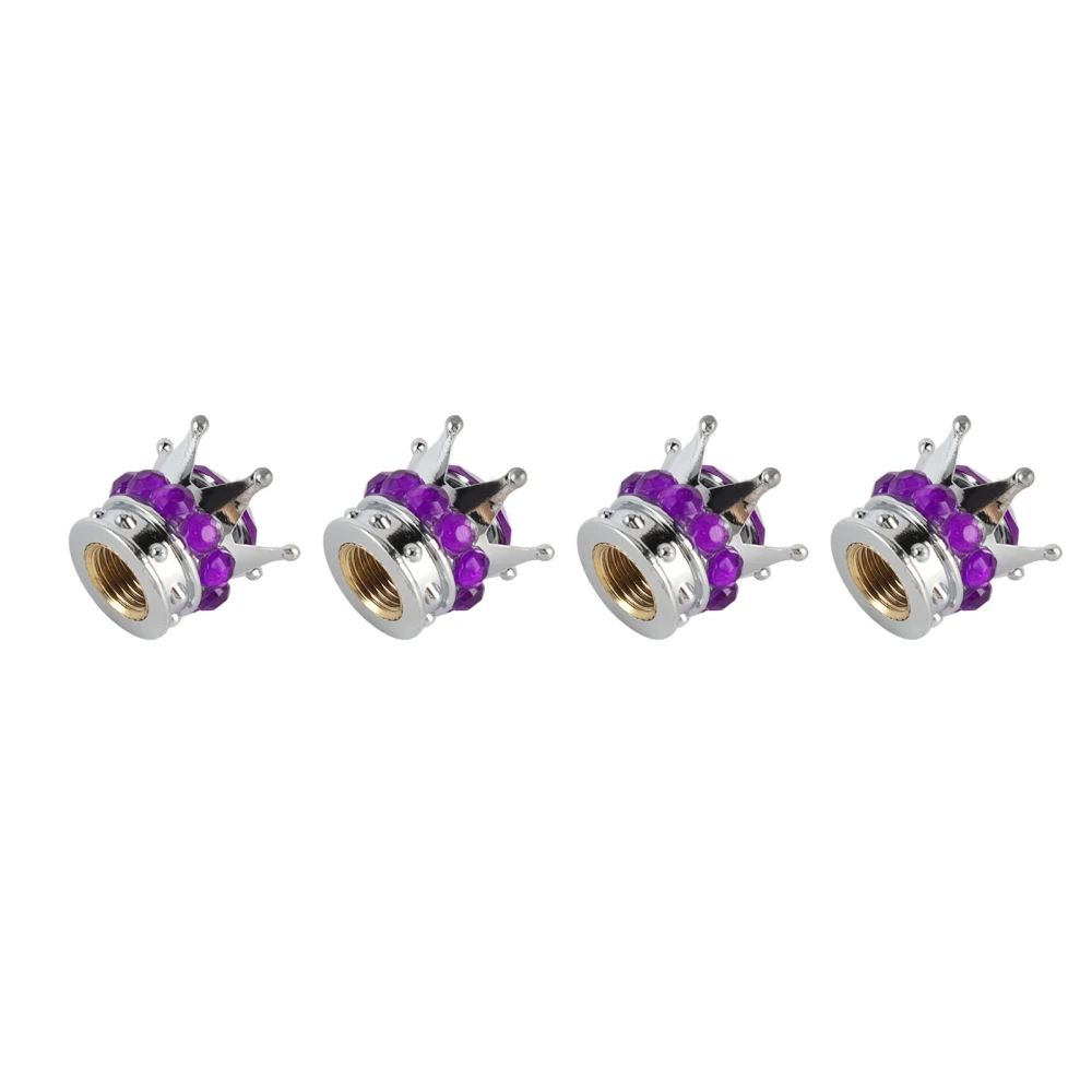 4 Pieces Tire Wheel Stem Valve Cover Caps Crown Diamond Style Universal for Cars Trucks Bicycles Purple