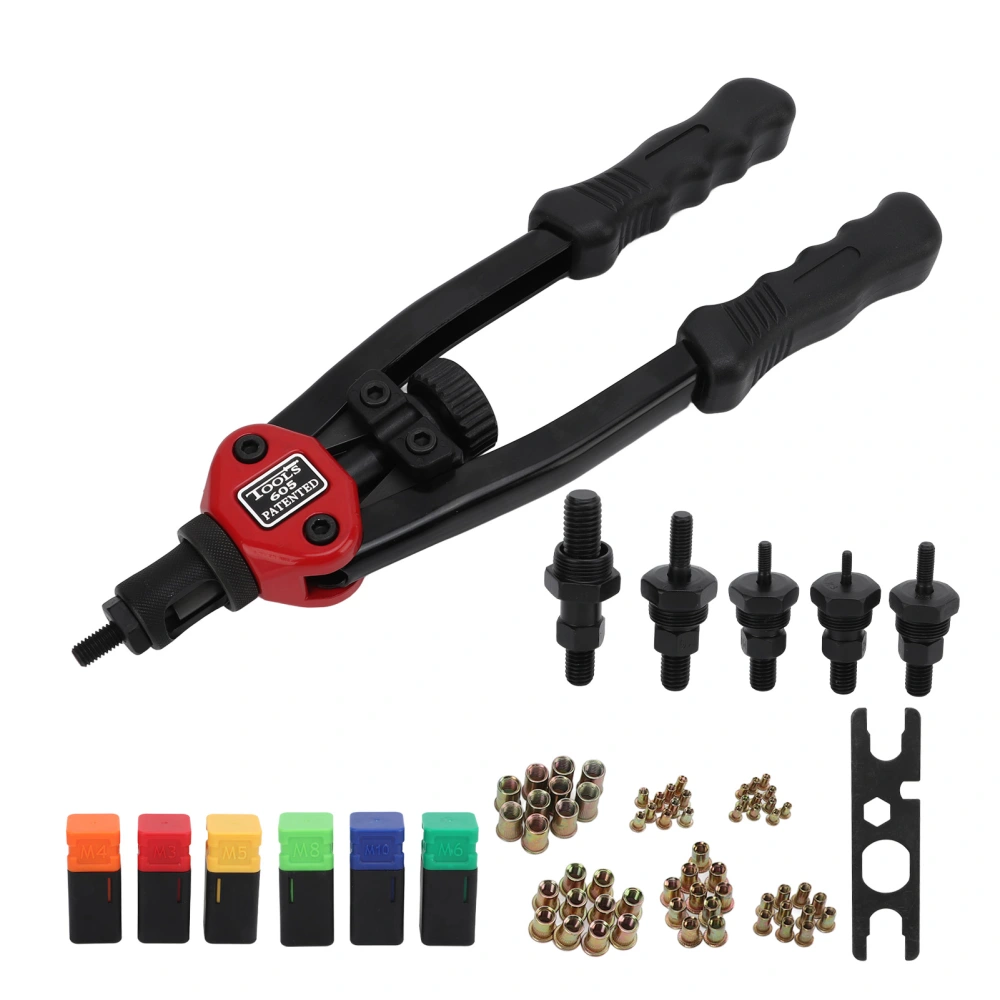 13in Rivet Nut Tool Set Hand Riveter with M3 M4 M5 M6 M10 Screw Nut Rivnut Setting Tools for Automotive