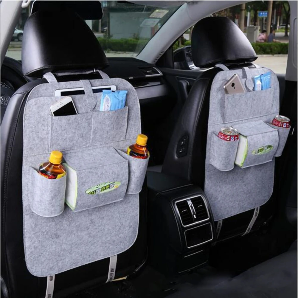 Car Backseat Bag Dirt Resistant Kick Proof Easy Cleaning Convenient Practical Car Backseat Organizer Car Storage Bag Light Gray