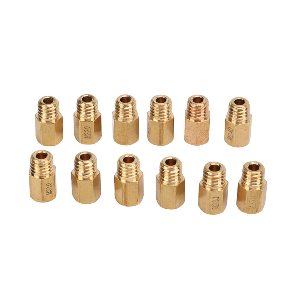 12Pcs/Set Hex Type Brass Main Jet Carburetor Main Nozzle Kit Replacement for Mikuni VM TM TMX 210‑320