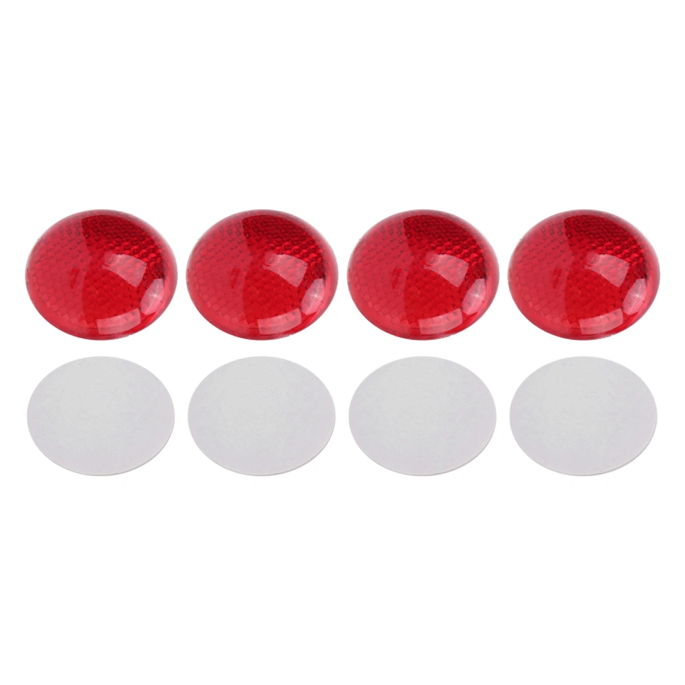 4PCS Red Reflector Round 3-Dimensional ABS Decoration Protection Decal for Automobile Motorcycle