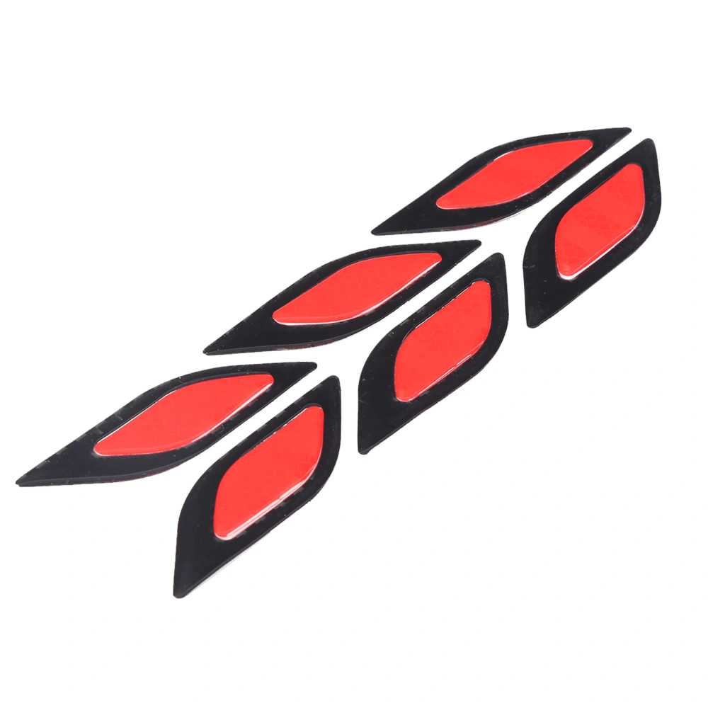 6pcs Door Reflective Sticker Anti Scratch Warning Decal Carbon Fiber Style for Car Motorcycle Truck(Red )