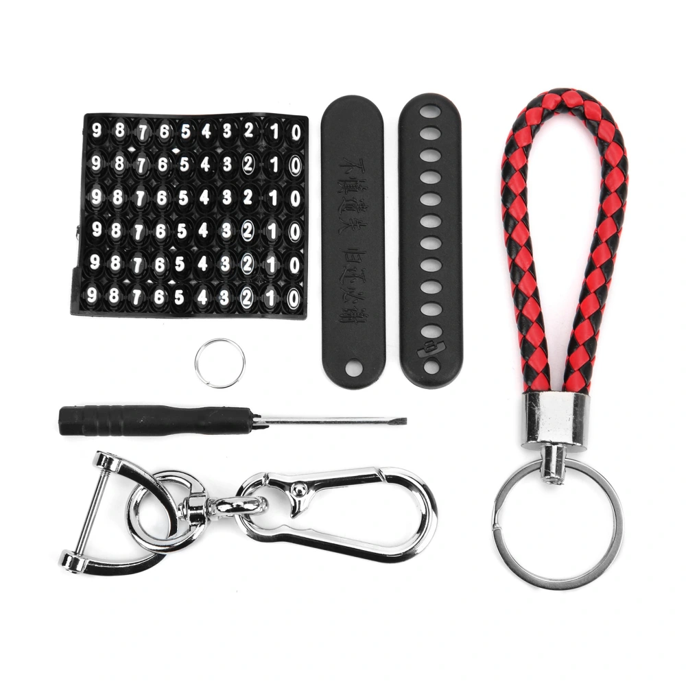 Car Keychain Gift Braided Rope with Number Plate Detachable 360° Rotating Horseshoe Buckle Aluminium AlloyC