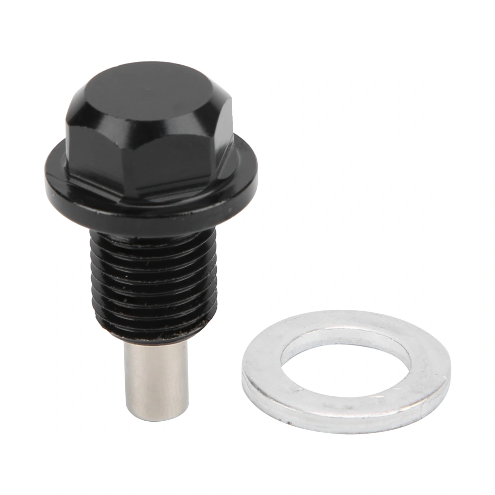 Aluminum Magnetic Oil Drain Plug Bolt Nut M12 x 1.25 Thread Black Car Accessory