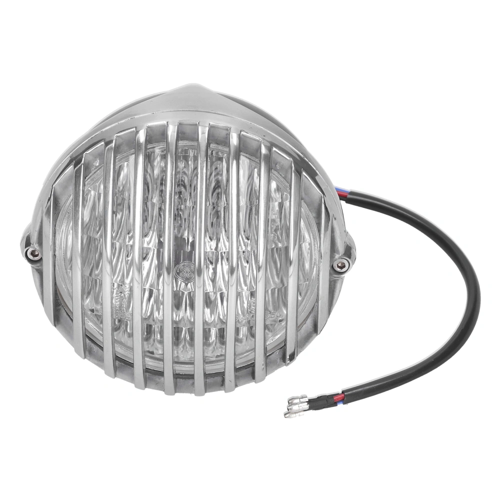 Universal Motorcycle Headlight Round Grill Lamp Retro AVT Headlamp 12V 5in M10 Thread