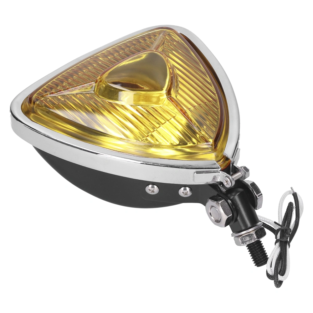 12V 55W Retro Motorcycle Headlight Triangular Yellow Lens Bright Headlamp for Motorbike ATVs