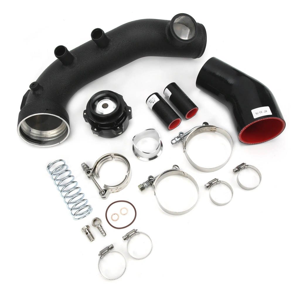 Air Intake Turbocharge Pipe with Black Blow Off Valve Kit Aluminum Alloy Silicone Tube Fit for N54 Engine