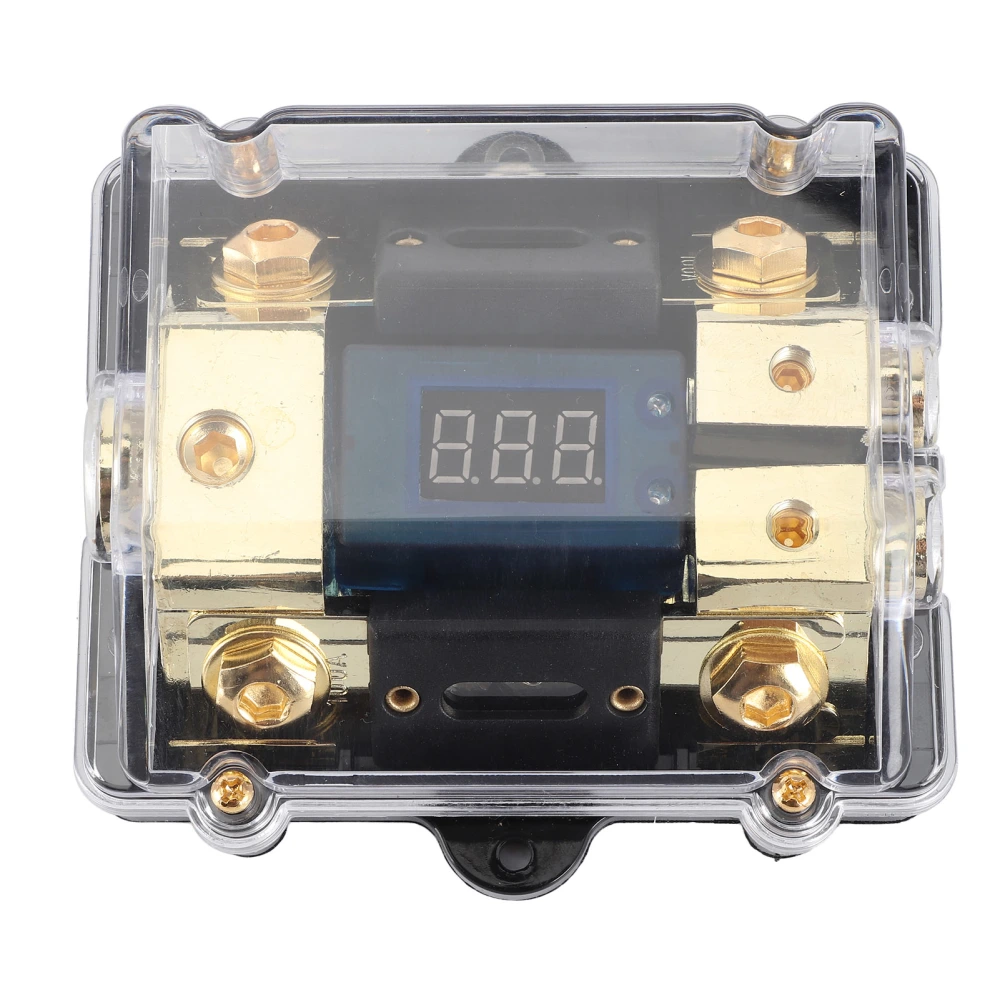 Fuse Holder Block 100A Fuses 1 In 2 Out W/LED Digital Voltage Display for Car Yacht Audio