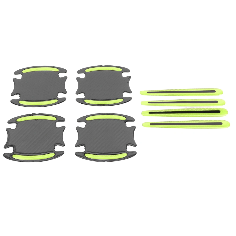 4pcs Car Reflective Sticker Exterior Door Bowl Handle Warning Tape Strips for Driving SafetyGreen