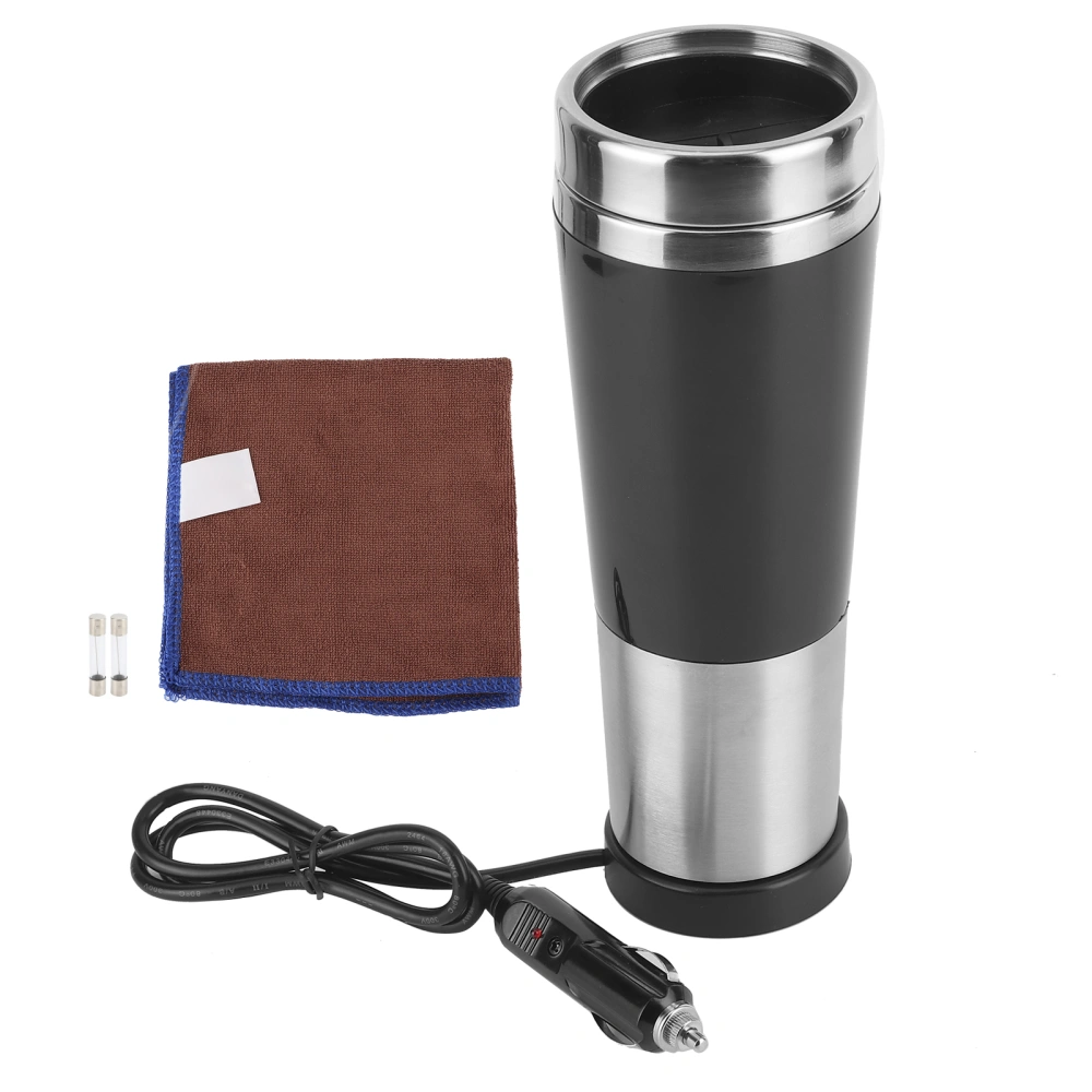 Car Electric Water Cup 450ml 304 Stainless Steel Vacuum Heating Mug Travel Drinking 75WDC 12V