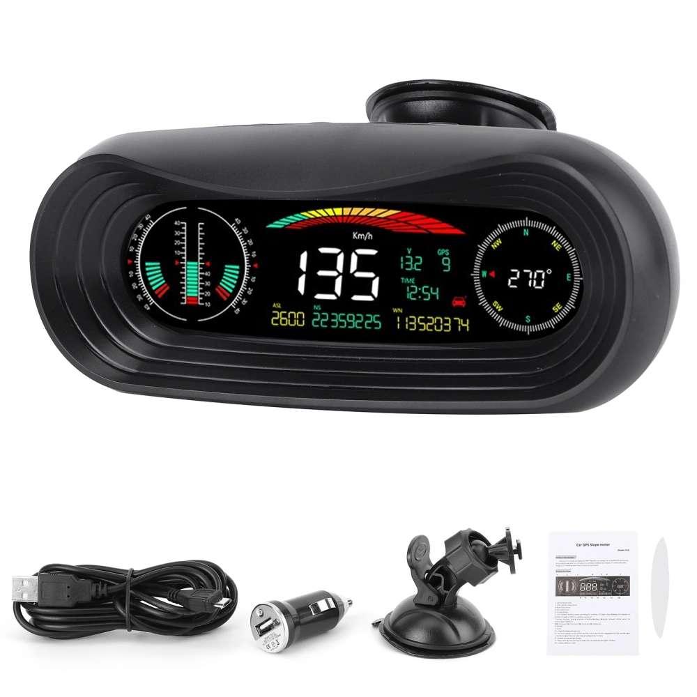 Universal Car HUD Head-Up Display Slope Meter Overspeed Fatigue Driving Warning Alarm Multi-Function