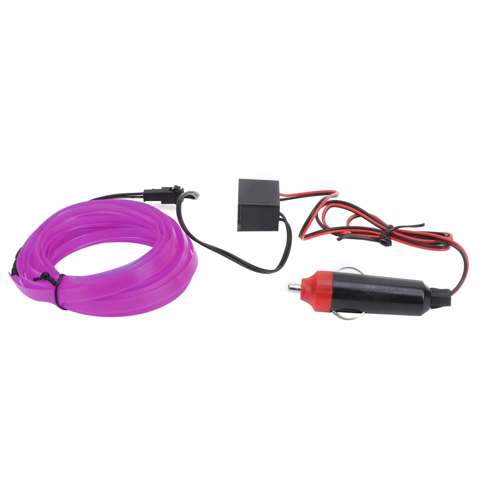 3Meters Car Interior Lighting Auto LED Strip Cigar Lighter Driving Wire Tube Neon Lightpurple